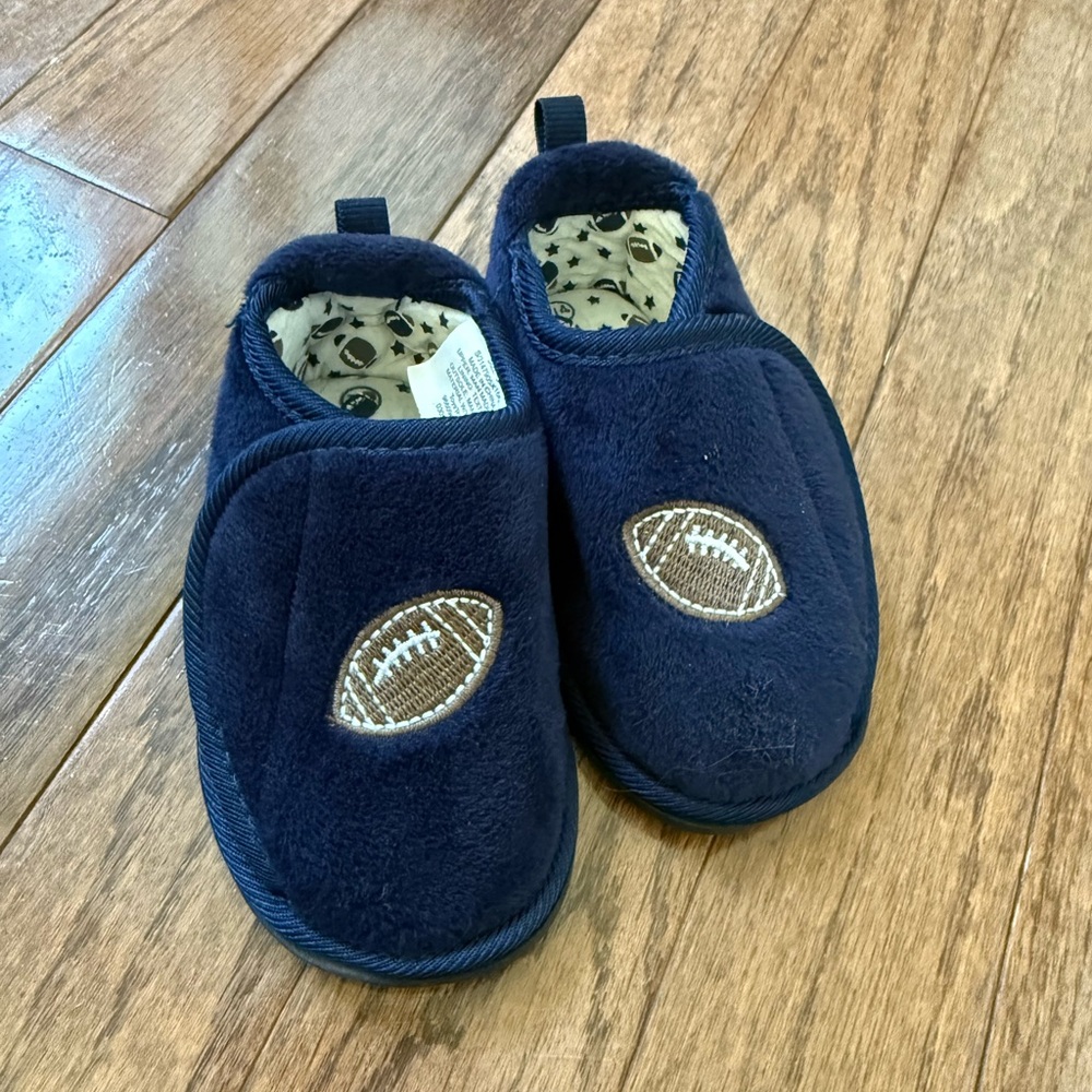 Navy Blue Football Baby Booties/Slippers Hard Sole